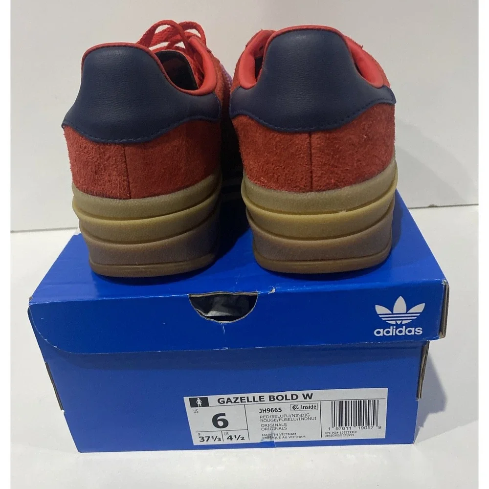 NEW Adidas Gazelle Bold Platform Red Lucid Fuchsia JH9665 Womens Size 6 Sneakers - Picture 5 of 5